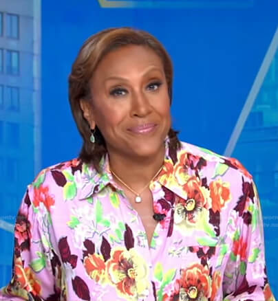 Robin's pink floral blouse on Good Morning America
