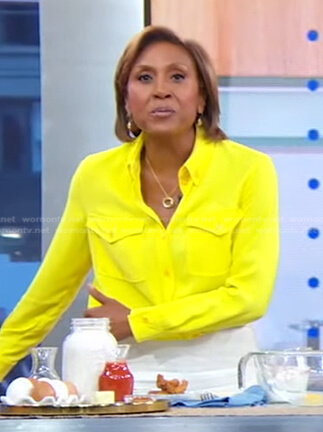 Robin’s yellow button down blouse on Good Morning America