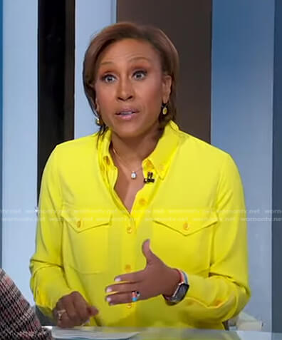 Robin's yellow button down blouse on Good Morning America