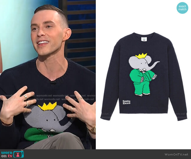 Babar Cashmere Sweater by Rowing Blazers worn by Adam Rippon on E! News Daily Pop