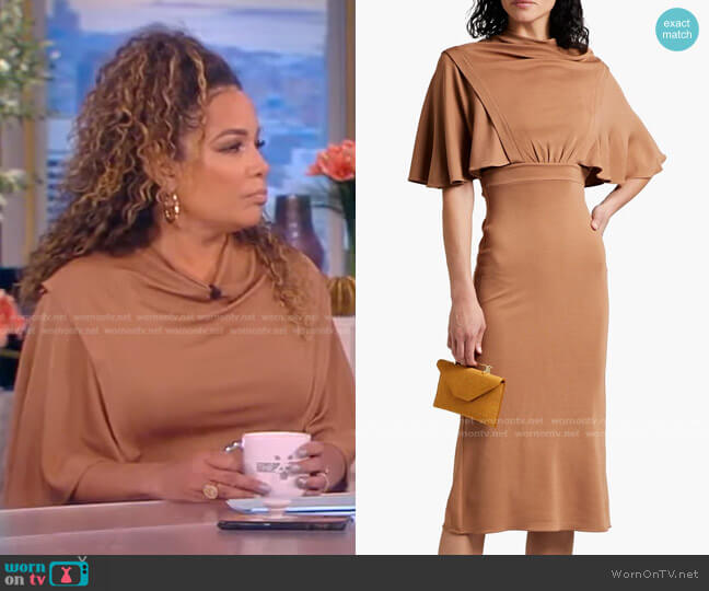 Miranda Cape-Effect Dress by Safiyaa worn by Sunny Hostin on The View