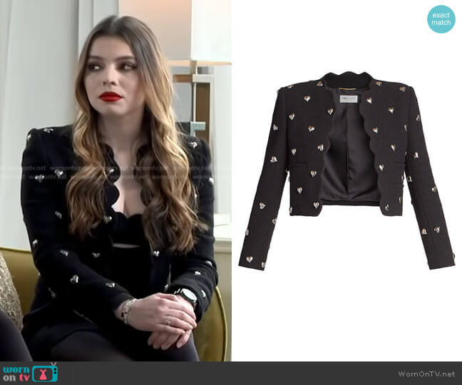 Heart Scalloped Jacket by Saint Laurent worn by Daniella Pierson on GMA