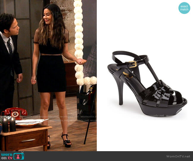 Saint Laurent Tribute Sandal worn by Carly Shay (Miranda Cosgrove) on iCarly