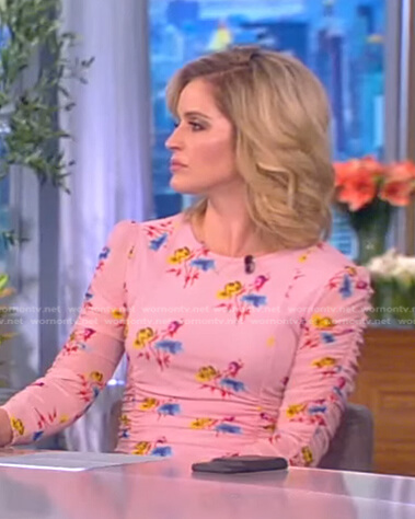 Sara’s pink floral ruched dress on the View