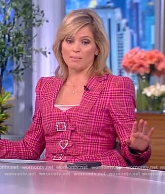 Sara’s pink plaid embellished blazer on The View