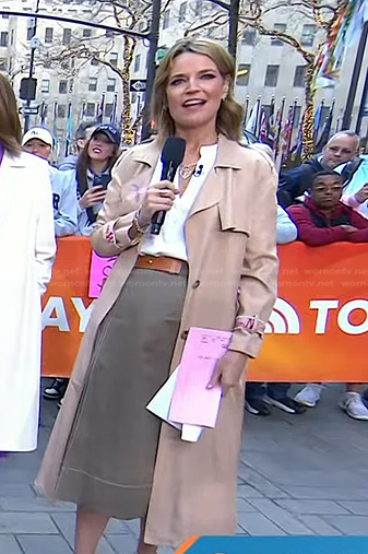 Savannah’s beige embroidered trench coat on Today