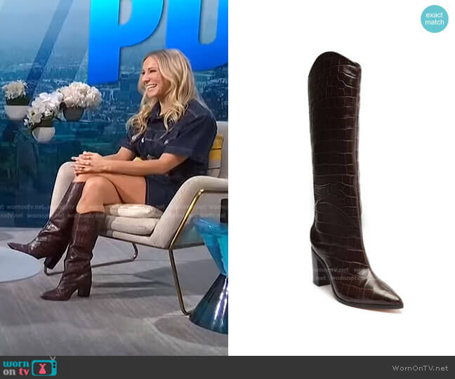 Analeah Pointed Toe Knee High Boot by Schutz worn by Nikki Glaser on E! News Daily Pop