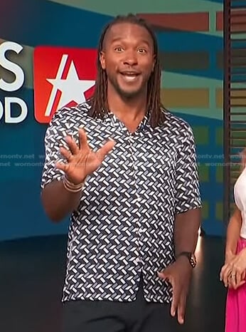 Scott’s geometric print short sleeve shirt on Access Hollywood