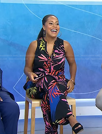 Sheinelle’s black leaf print jumpsuit on Today