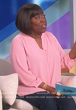 Sheryl's pink v-neck blouse on The Talk
