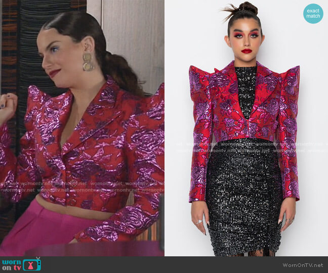 Rosa Brocade Cropped Blazer by Akira worn by JoJo on All American