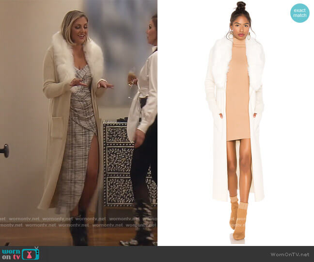 Lombardi Faux Fur Long Cardigan by Show Me Your Mumu worn by Gina Kirschenheiter  on The Real Housewives of Orange County