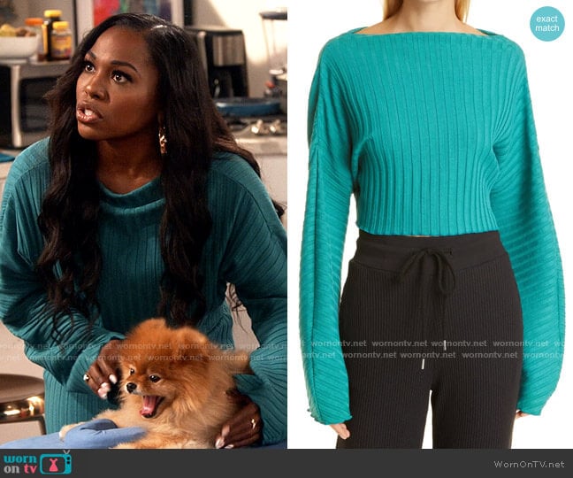 Simon Miller Zippie Crop Sweater worn by Harper (Laci Mosley) on iCarly