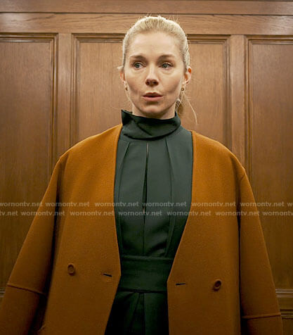 Sophie’s orange coat on Anatomy of a Scandal