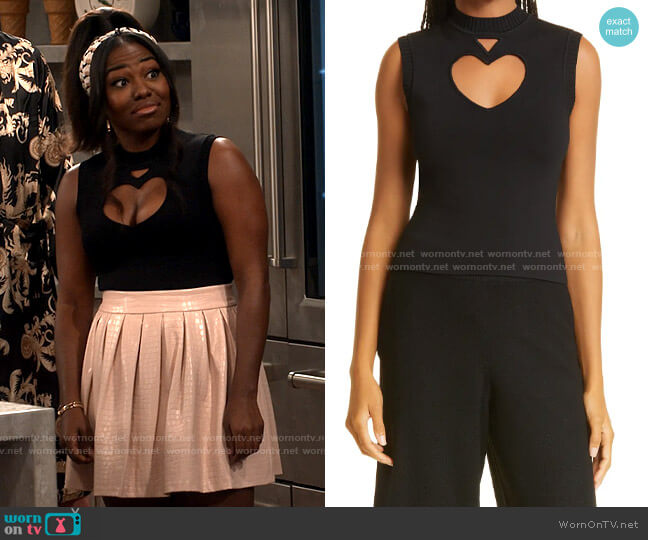 Staud Knight Heart Cutout Sweater Vest worn by Harper (Laci Mosley) on iCarly
