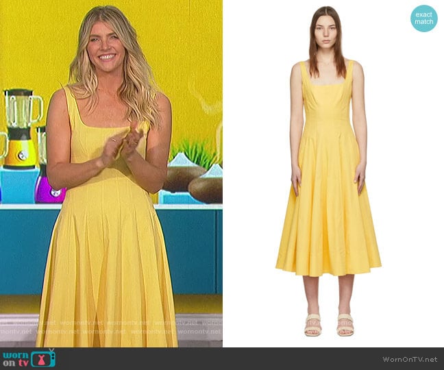 Yellow Wells Dress by Staud worn by Amanda Kloots on The Talk