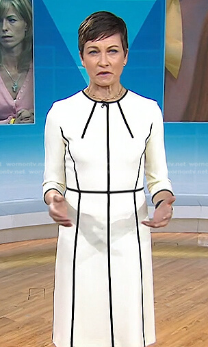 Stephanie’s white dress with black piping on Today
