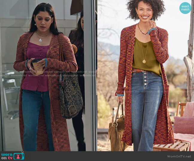 Humboldt Sweater Duster by Sundance worn by Padma (Aneesha Joshi) on The Resident