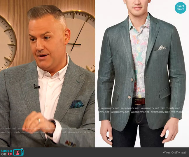 Moder Fit Green Sport Coat Jacket by Tallia worn by Ross Mathews on The Drew Barrymore Show