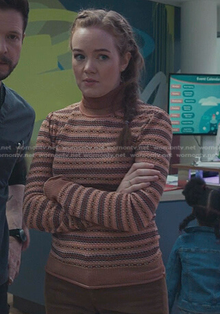 Gigi’s teacher’s orange striped turtleneck sweater on The Resident
