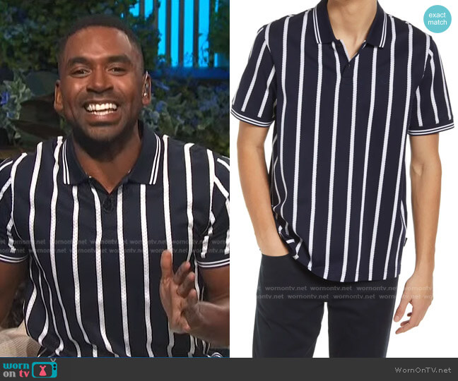 Kimbell Braided Stripe Polo by Ted Baker worn by Justin Sylvester  on E! News
