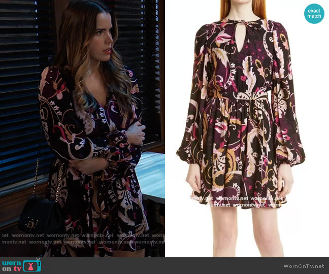 Rhabia Long Sleeve Paisley Dress by Ted Baker worn by Sasha Gilmore (Sofia Mattsson) on General Hospital