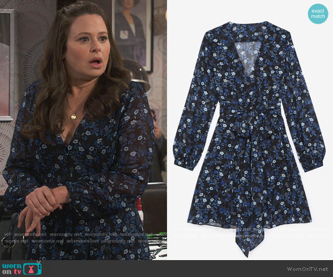 Floral Print Tie Waist Dress by The Kooples worn by Jen (Katie Lowes) on How We Roll
