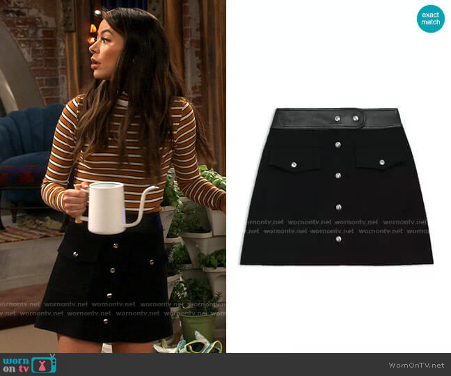 The Kooples Leather Waist Wool Skirt worn by Carly Shay (Miranda Cosgrove) on iCarly