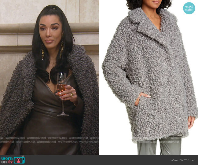 Curly Faux Shearling Coat by Tibi worn by Noella Bergener  on The Real Housewives of Orange County