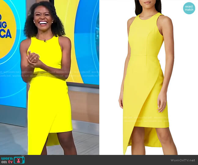 WornOnTV: Janai’s yellow asymmetric dress on Good Morning America ...