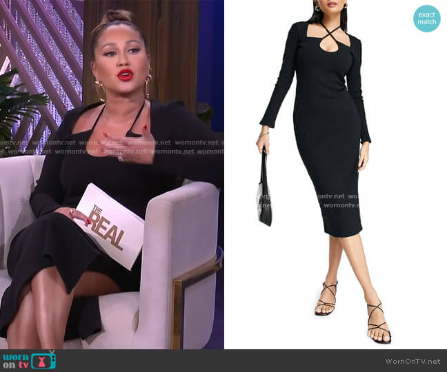 Ribbed Jersey Body-Con Dress by Topshop worn by Adrienne Houghton on The Real