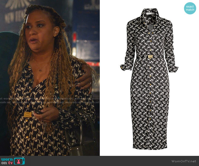 Printed Silk Polo Dress by Tory Burch worn by Karen Wilson (Tracie Thoms) on 9-1-1