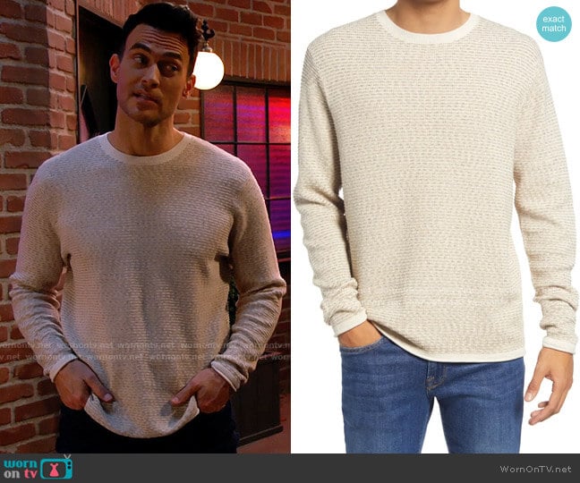 Treasure & Bond Space Dye Cotton Sweater in Dark Oatmeal worn by Max (Cheyenne Jackson) on Call Me Kat