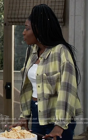 Trina’s yellow plaid blouse on General Hospital