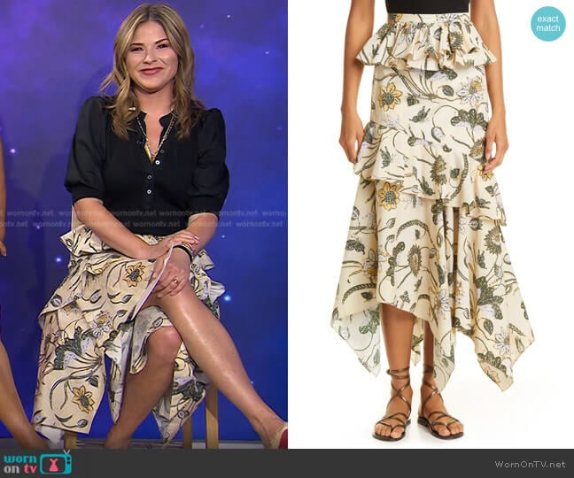 Ivette Ruffle Maxi Skirt by Ulla Johnson worn by Jenna Bush Hager on Today