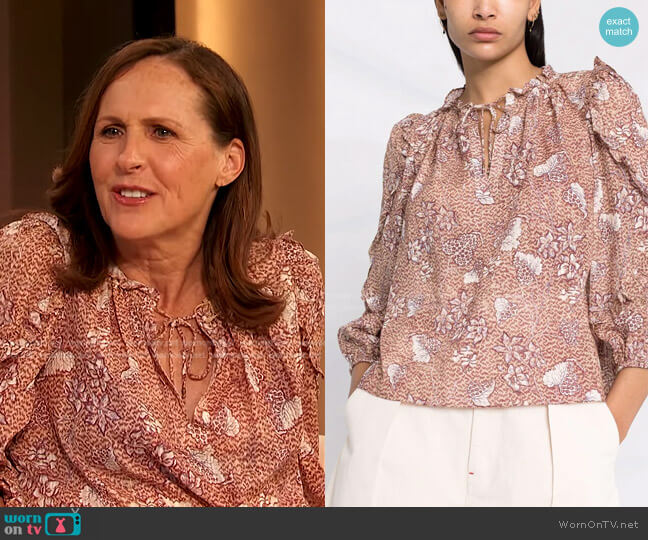 Manet Ruffle Blouse by Ulla Johnson worn by Molly Shannon on The Drew Barrymore Show