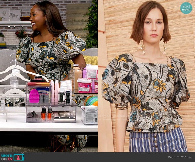 Carlotta Blouse by Ulla Johnson worn by Makho Ndlovu on Today