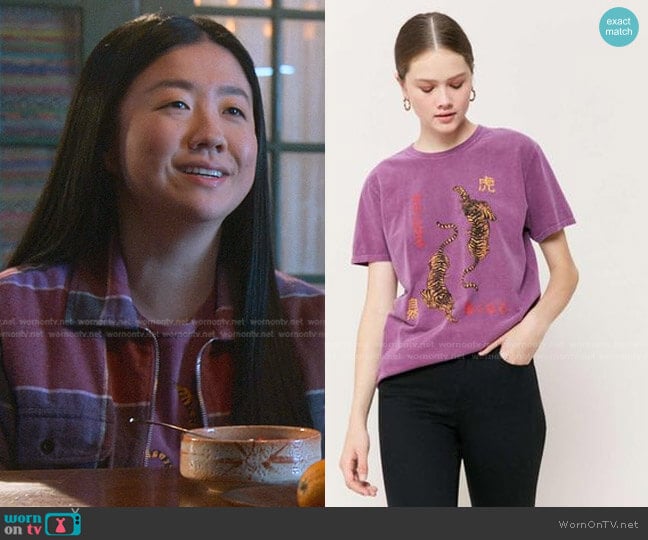 Overdyed Tiger Short Sleeve Tee by Urban Outfitters worn by Alice Kwan (Sherry Cola) on Good Trouble