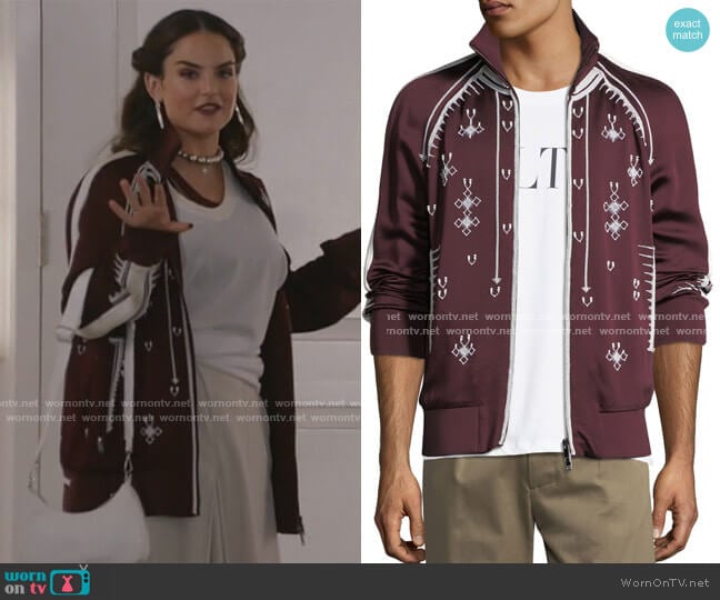 Beaded Zip-Front Track Jacket by Valentino worn by Jojo on All American