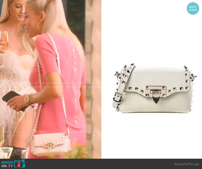 Calfskin Mini Rockstud Crossbody Bag by Valentino worn by Heather Rae Young  on Selling Sunset