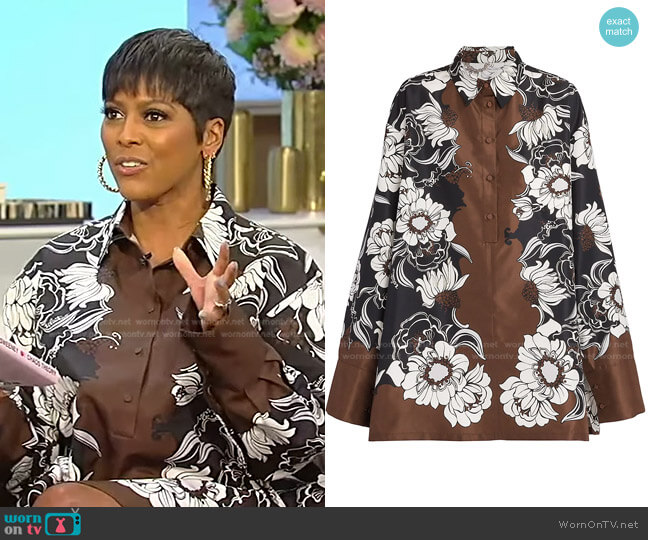 Floral Mini Shirtdress by Valentino worn by Tamron Hall  on Tamron Hall Show