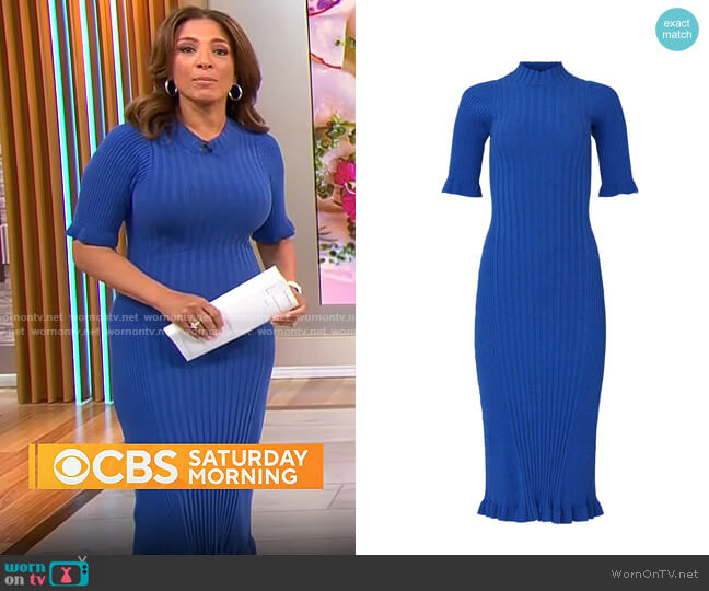 Veda Blue Figgy Dress worn by Michelle Miller on CBS Mornings