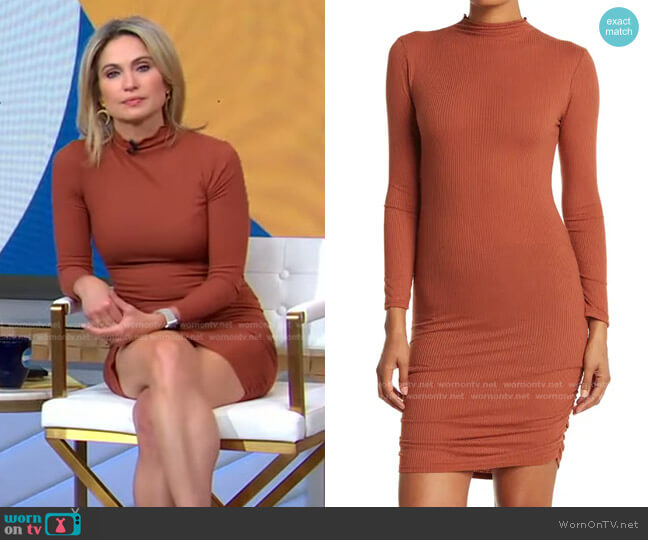 Mock Neck Ruched Dress by by Velvet Torch worn by Amy Robach  on Good Morning America