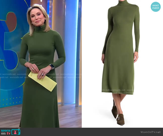 Long Sleeve Mock Neck Midi Dress by Velvet Torch worn by Amy Robach  on Good Morning America