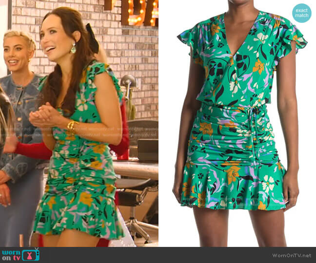 Marla Floral Ruched Mini Dress In Multi by Veronica Beard worn by Davina Potratz  on Selling Sunset