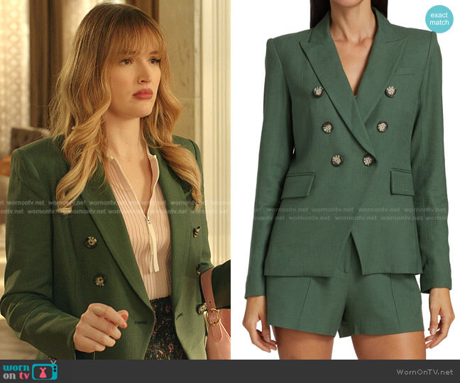 Miller Double-Breasted Jacket by Veronica Beard worn by Kirby Anders (Maddison Brown) on Dynasty