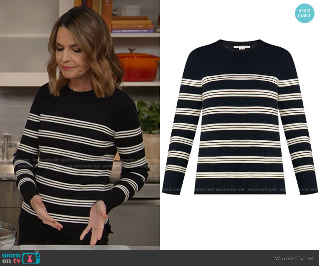 WornOnTV: Savannah’s black striped sweater on Today | Savannah Guthrie ...