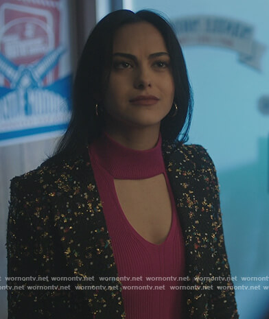 Veronica's black multicolored embellished blazer on Riverdale
