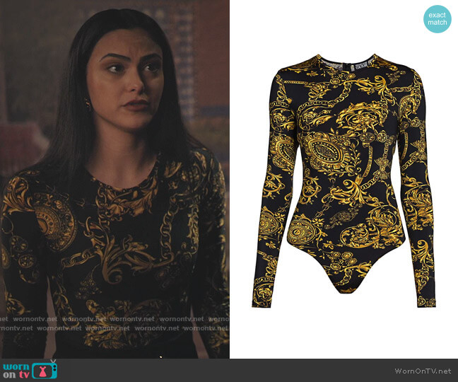 Regalia Baroque-Print Bodysuit by Versace worn by Veronica Lodge (Camila Mendes) on Riverdale