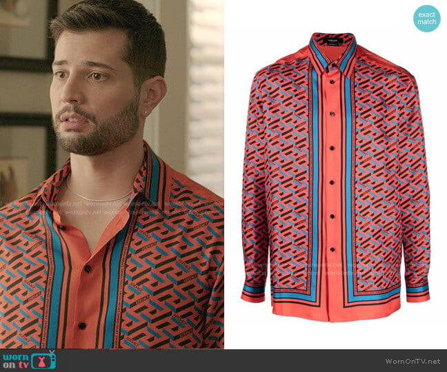 Geometric-Print Shirt by Versace worn by Sam Flores (Rafael de la Fuente) on Dynasty